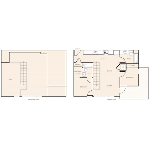 Floor plan for 2 beds, 2 baths, 1080 sqft